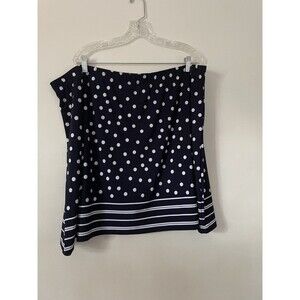 Susan Graver Liquid Knit 2X Navy Blue Polka Dot Skort Skirt Preppy Classic
